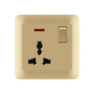 Plastic Socket  TH+TJ-Universal 3 Pin Socket With Switch With Indicator Light-Gold